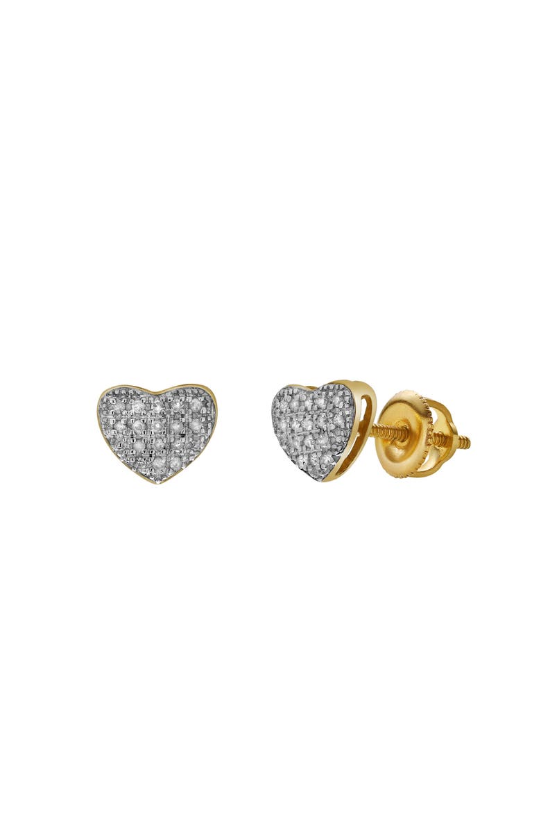 LuvMyJewelry Passion 10K Yellow Gold Cluster Diamond Unisex Earrings - 0.07 Cts, Main, color, 10K Yellow Gold