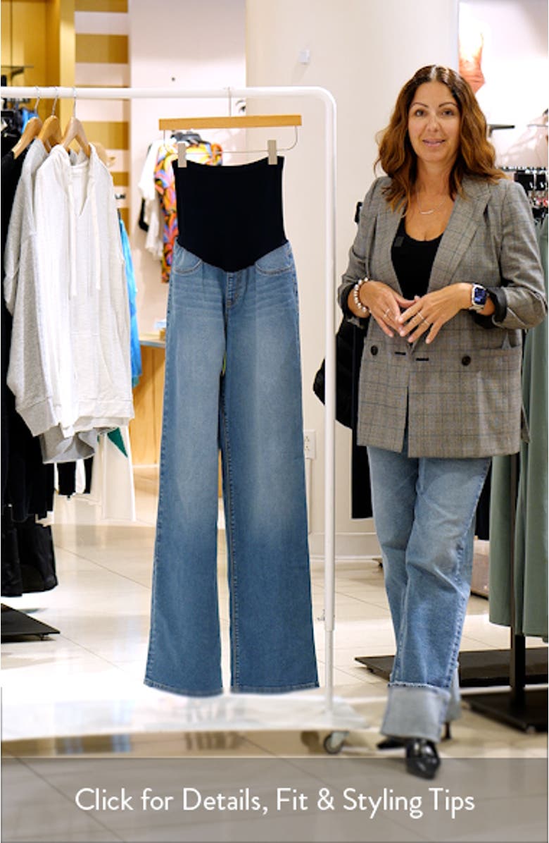 Over the Bump Raw Hem Maternity Slim Girlfriend Jeans, sales video thumbnail