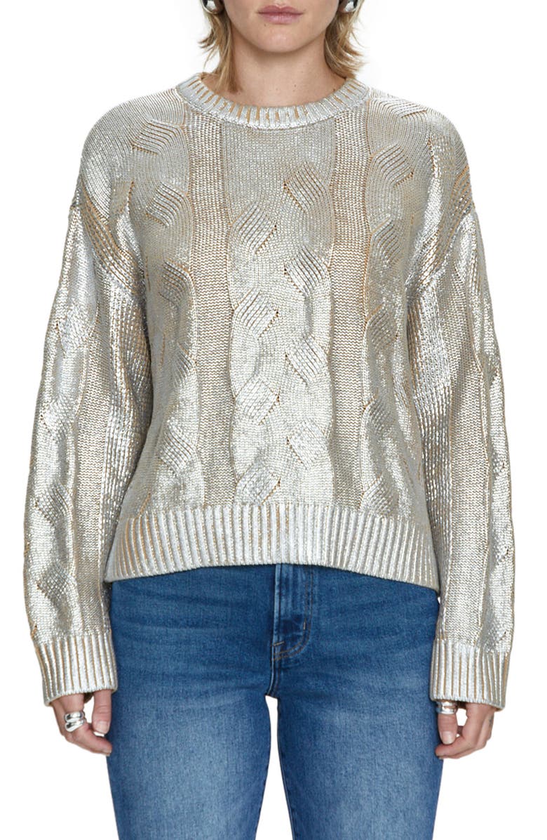Pistola Everly Foil Accent Cotton Crewneck Sweater, Main, color, 
