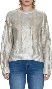 Pistola Everly Foil Accent Cotton Crewneck Sweater