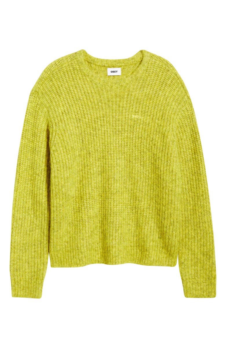 Obey Dexter Relaxed Sweater, Alternate, color, Chartreuse
