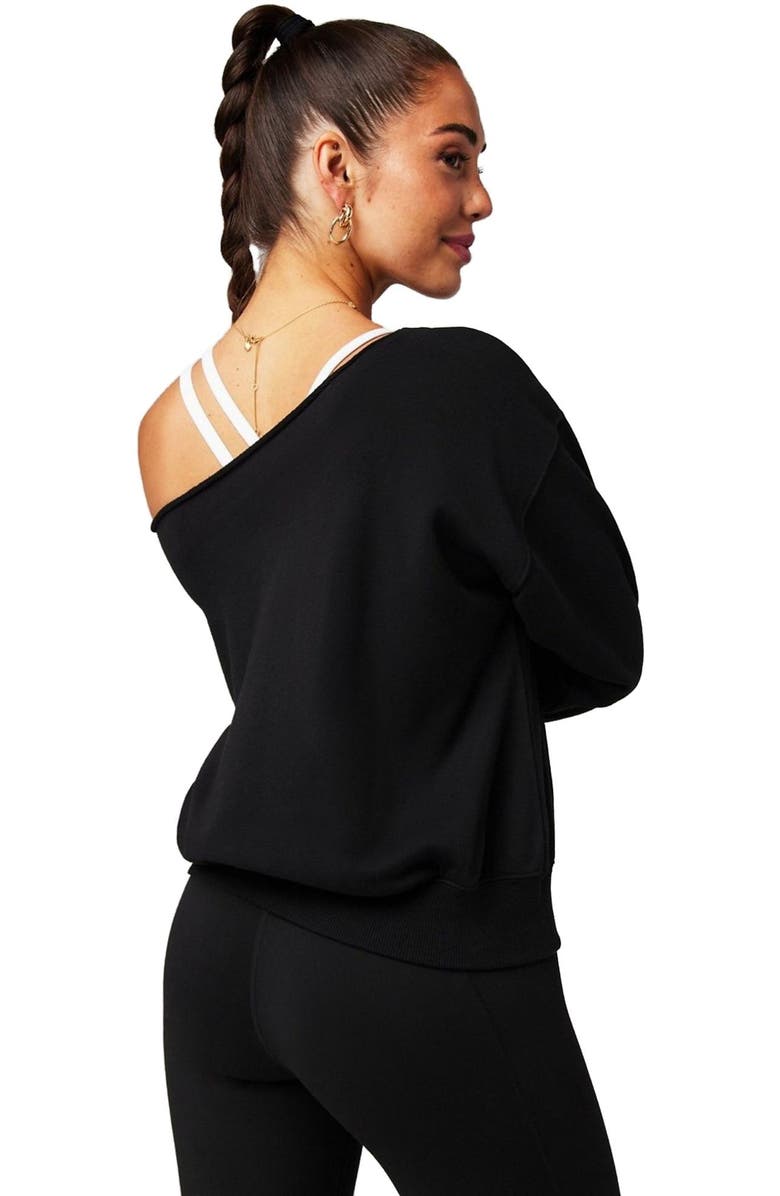 Fabletics Women's Year Round Terry Off Shoulder Sweatshirt, Alternate, color, Black