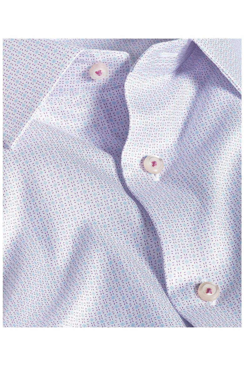 Trim Fit Geometric Cotton Dress Shirt, Alternate, color, WHITE/ BERRY