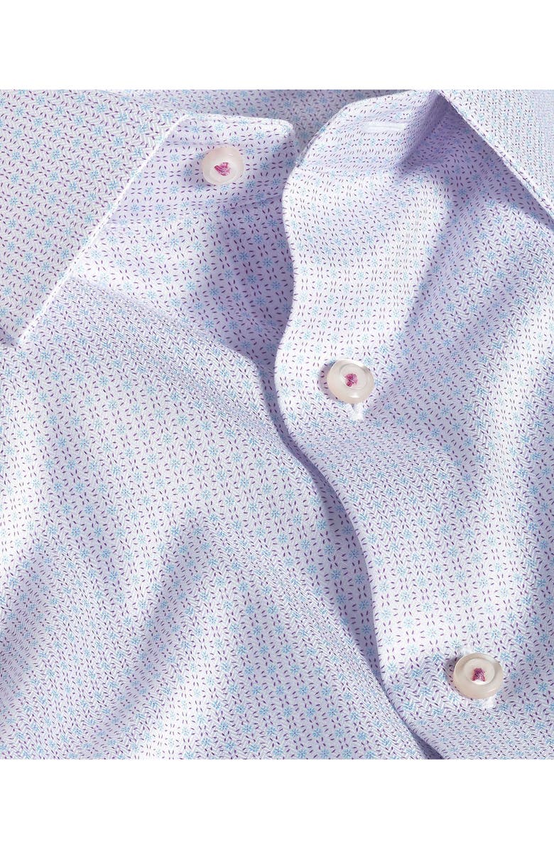 David Donahue Trim Fit Geometric Cotton Dress Shirt, Alternate, color, White/ Berry