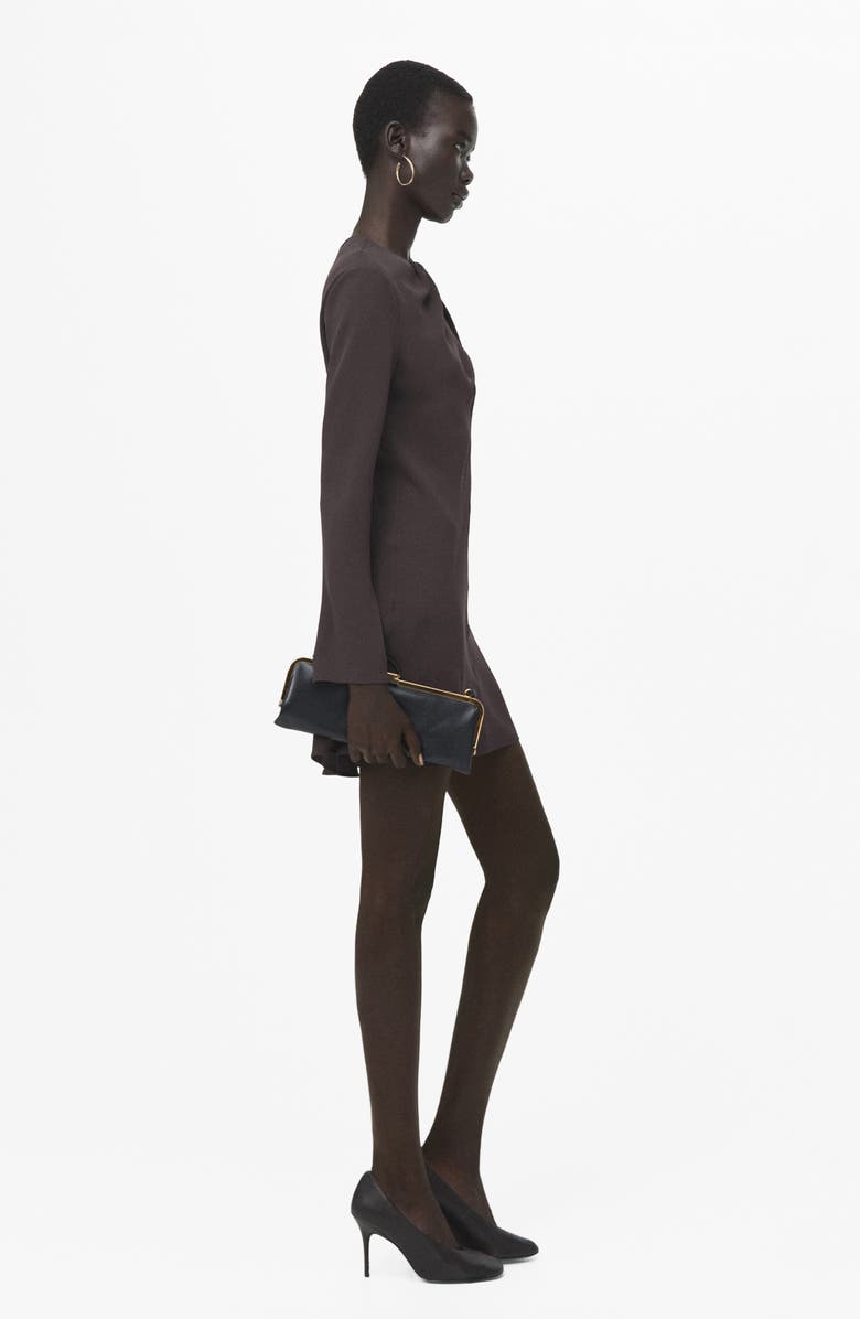 MANGO Drape Long Sleeve Sheath Dress, Alternate, color, Brown