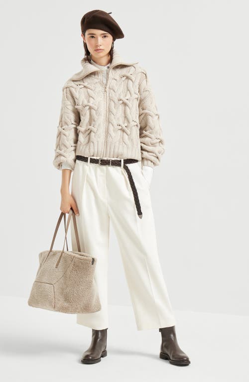 Brunello Cucinelli Crisscross Cable Cardigan In Neutral