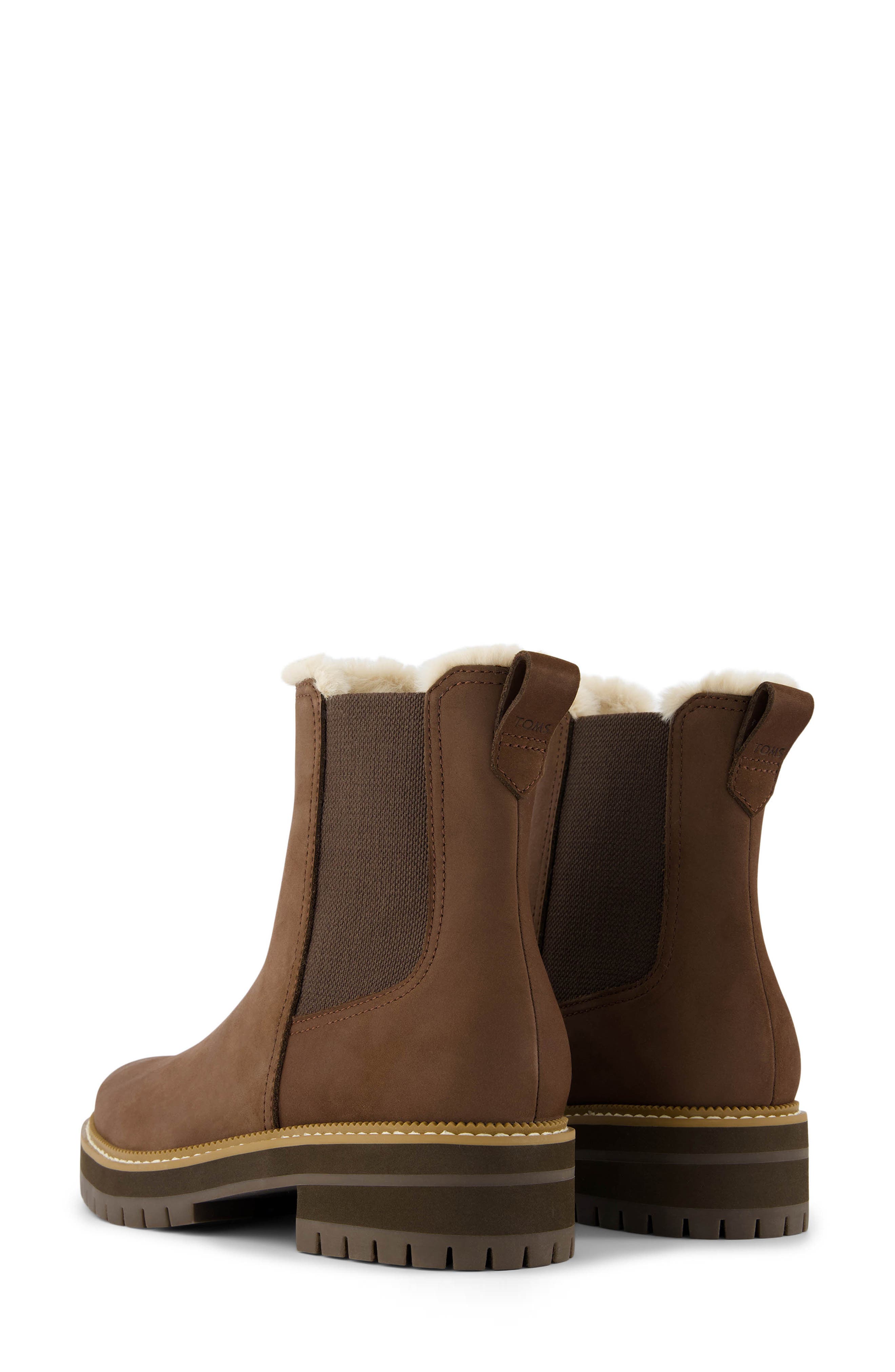 TOMS Bennet Chelsea Boot, Alternate, color, Dark Brown/ Faux Fur