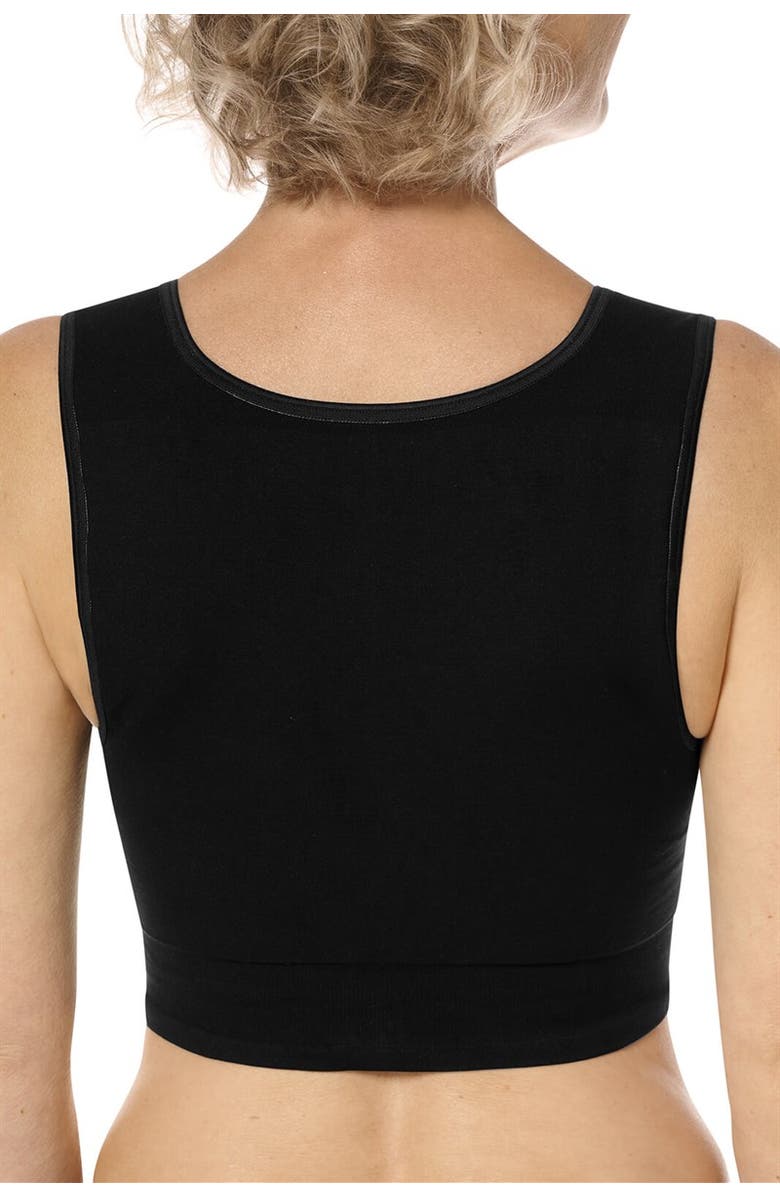 Amoena Lymph Flow Long Wire-Free Front Closure Bra, Alternate, color, Black