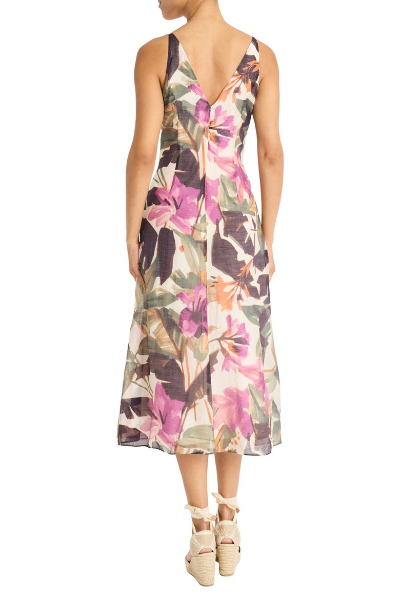 Floral Sleeveless A-Line Midi Dress, Alternate, color, ATLAS IVORY/ BERRY