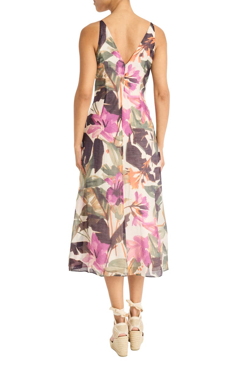 Maggy London Floral Sleeveless A-Line Midi Dress, Alternate, color, Atlas Ivory/ Berry