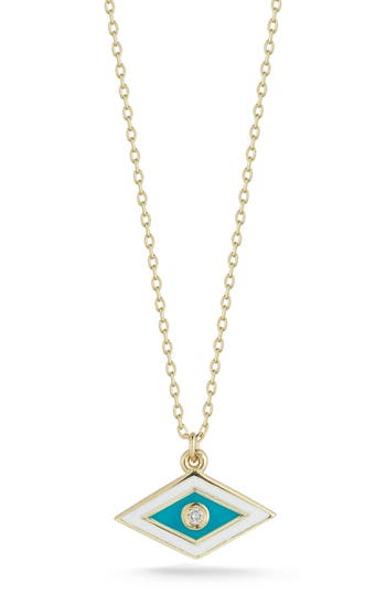 Ember Fine Jewelry Diamond Accent Evil Eye Pendant Necklace In Gold