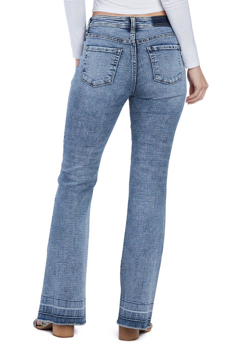 HINT OF BLU Release Hem Slim Flare Jeans, Alternate, color, World Traveler Blue