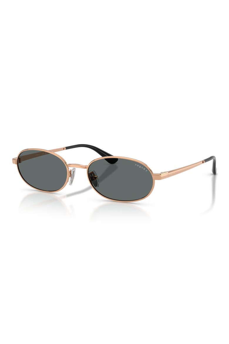 54mm Polarized Oval Sunglasses, Alternate, color, ROSE GOLD / DARK GREY POLAR
