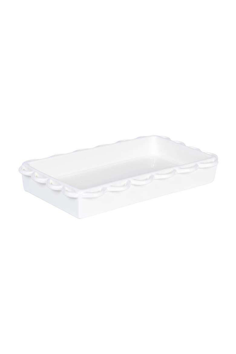 Decorative Stoneware Scalloped Napkin Holder, Main, color, White