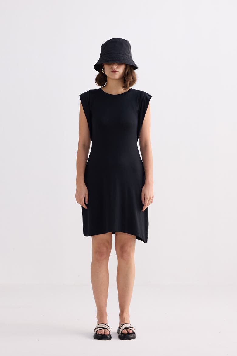 Muscle Tee Short Dress in Black, Alternate, color, Black