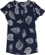 vineyard vines Shell Print Flutter Sleeve Silk Top