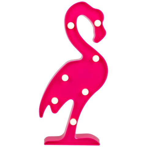 LED Lighted Flamingo Marquee Wall Art - 11.75" - Pink