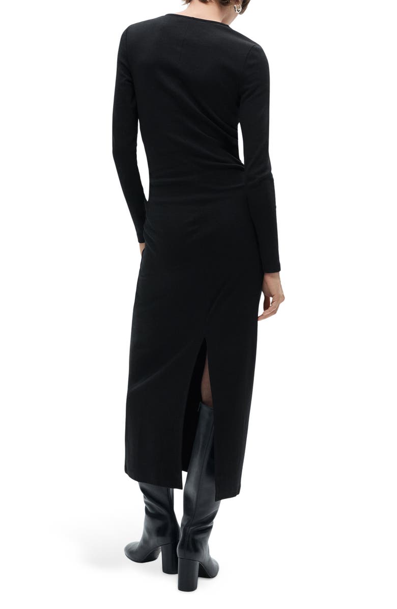 MANGO Long Sleeve Stretch Cotton Midi Dress, Alternate, color, 