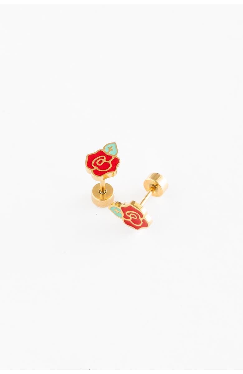 Pip Pop Rose Stud Earrings, Alternate, color, Red