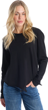 WILT Clothing Long Sleeve Tee With Asymmetrical Hem & Button Detail