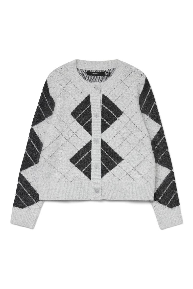 Dae Metallic Argyle Cardigan, Alternate, color, LIGHT GREY MELANGE
