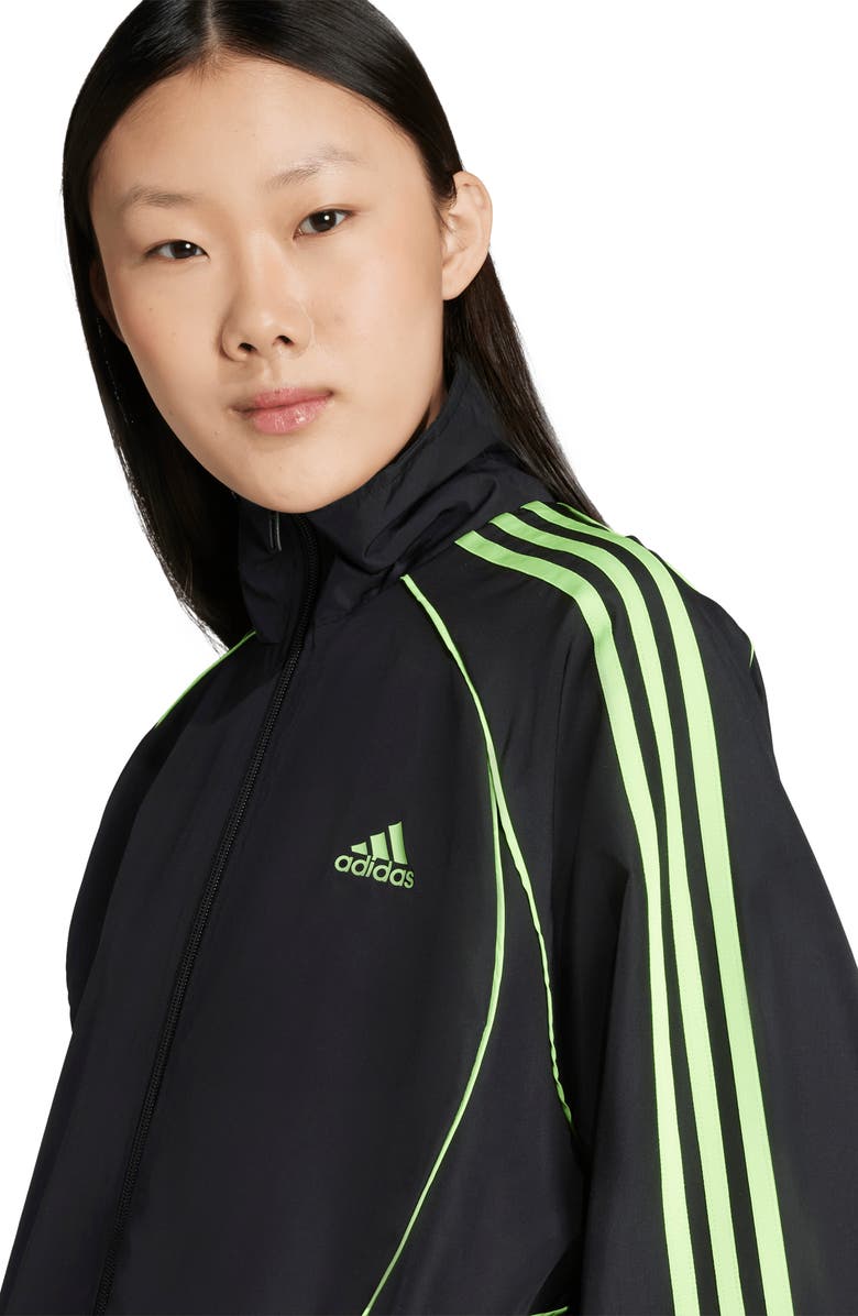 adidas Teamgeist Oversize Recycled Polyester Track Jacket, Alternate, color, Black/ Signal Green