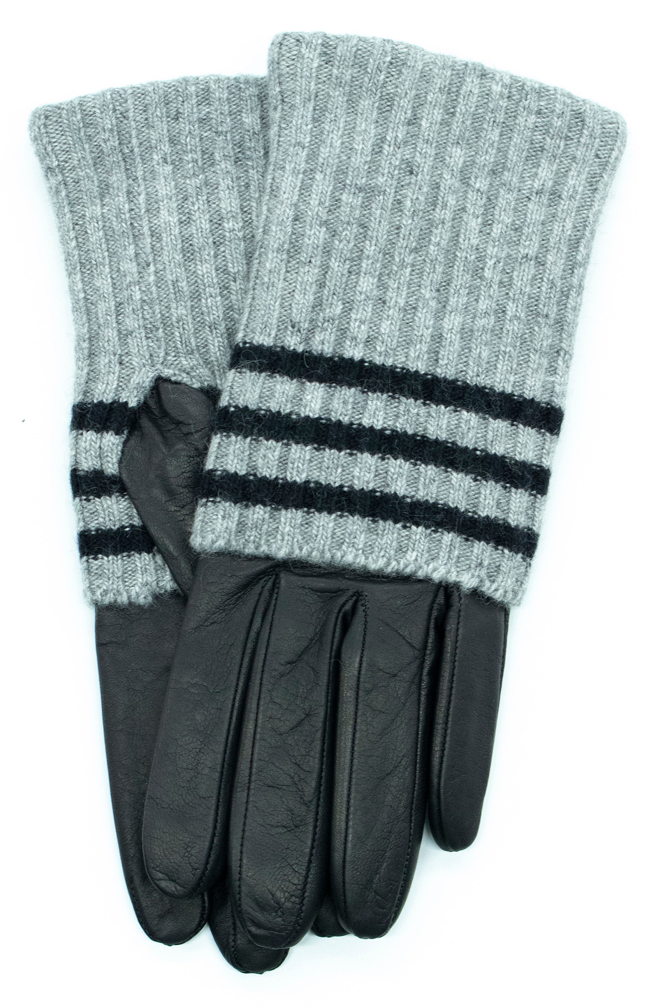 Portolano Stripe Wool Blend & Leather Gloves