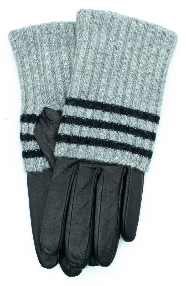 Portolano Stripe Wool Blend & Leather Gloves, Main, color, 