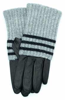 Portolano Stripe Wool Blend & Leather Gloves