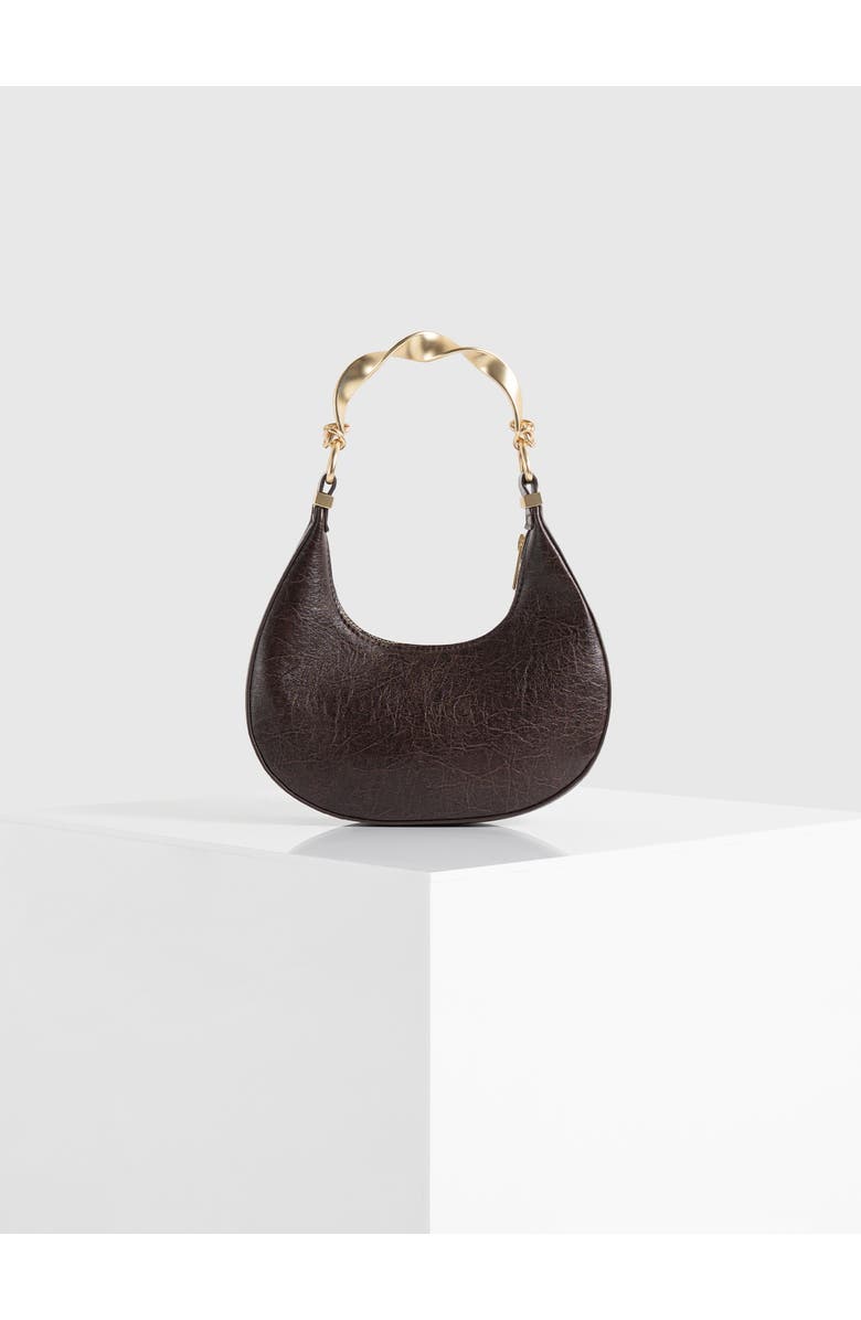 Manière De Voir Sadie Sculpted Leather Crescent Bag, Alternate, color, Brown