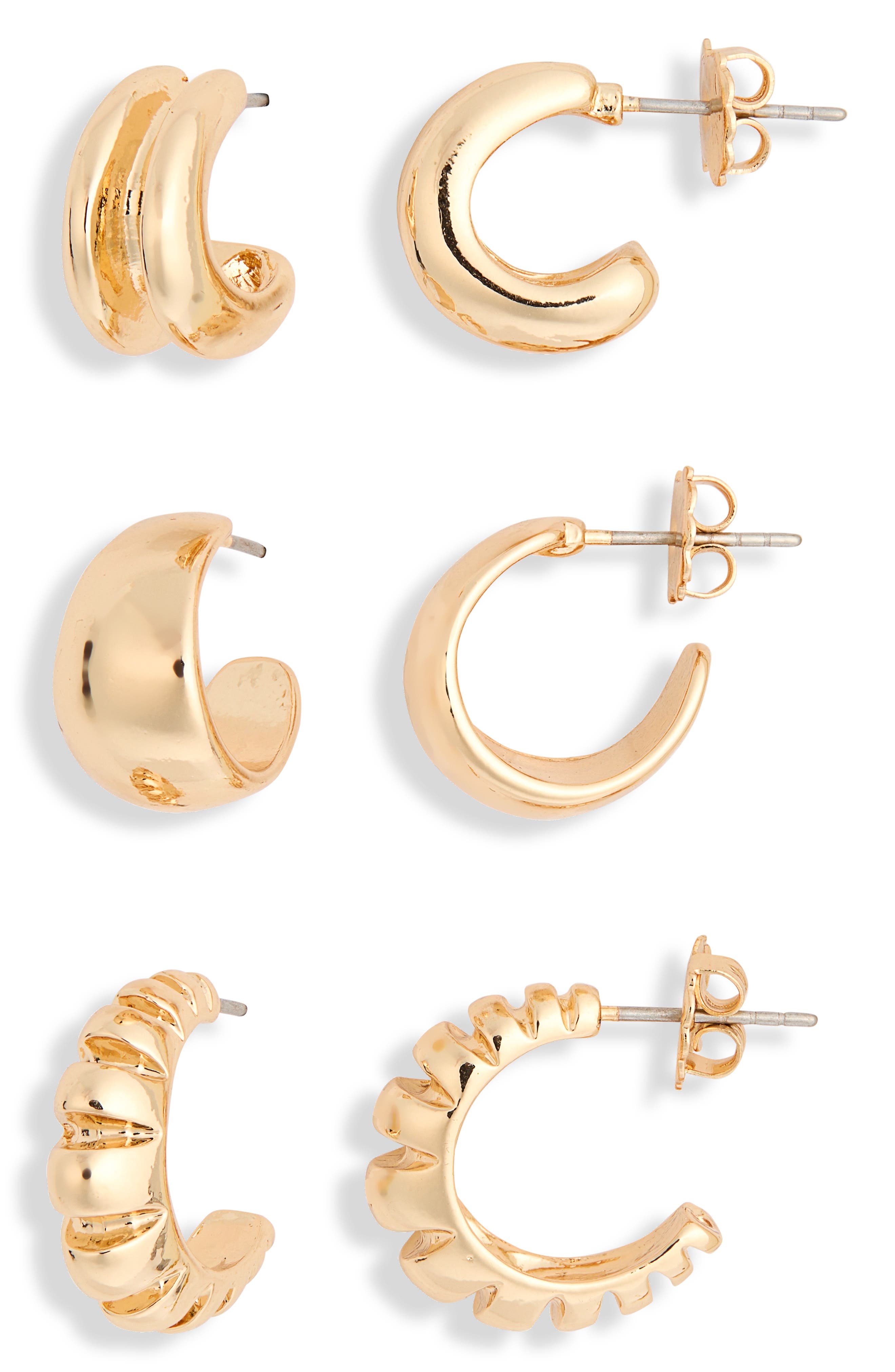 Set of 3 Mixed Hoop Earrings