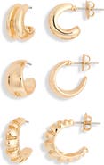 Leith 3-Pack Mixed Drop Hoop Earrings