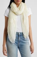 Treasure & Bond Floral Embroidered Gauze Fringe Scarf