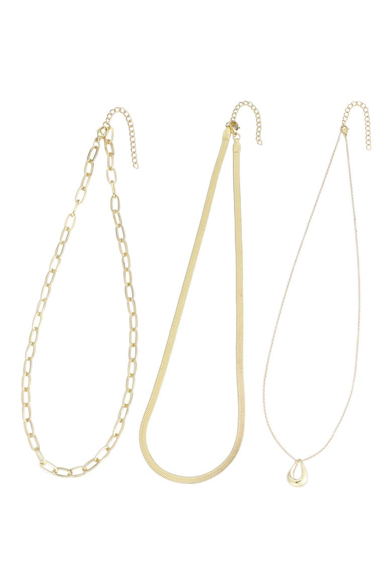 Set of 3 18K Gold Plated Necklaces, Alternate, color, GOLD