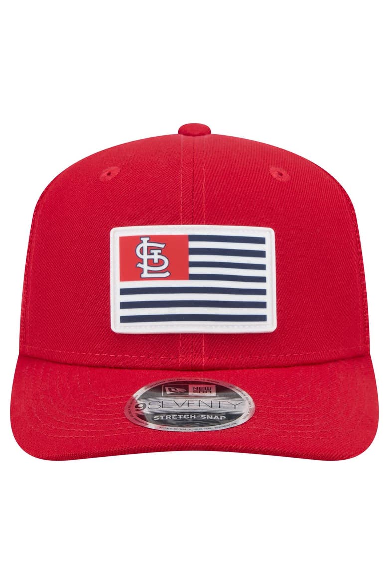 Men's New Era Red St. Louis Cardinals Flag 9SEVENTY COOLERA Stretch-Snap Hat, Alternate, color, Red