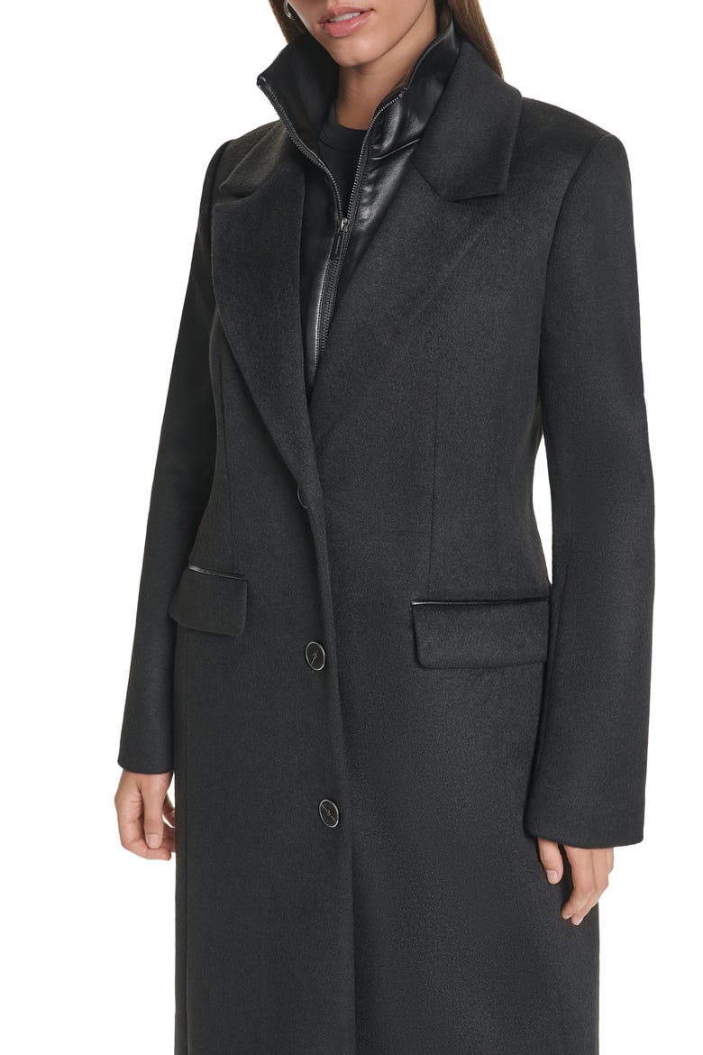 Wool Blend Coat with Removable Insert, Alternate, color, BLACK