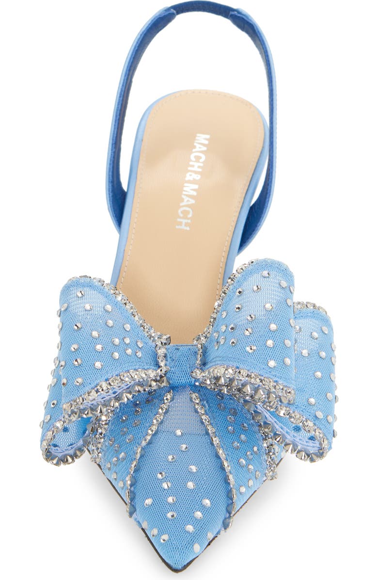 Mach & Mach Le Cadeau Bow Pointed Toe Slingback Pump, Alternate, color, Sky Blue
