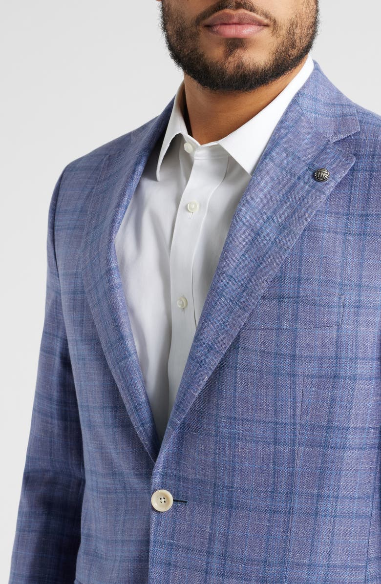 Jack Victor Midland Contemporary Fit Plaid Slub Wool & Silk Blend Sport Coat, Alternate, color, Lavender