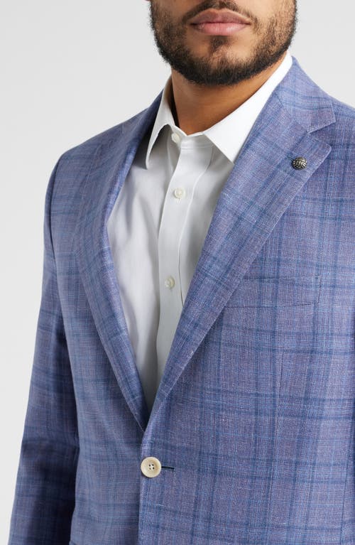 Jack Victor Midland Contemporary Fit Plaid Slub Wool & Silk Blend Sport Coat In Lavender