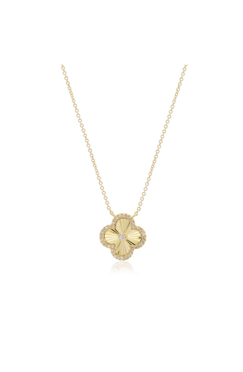The Lovery Fine Jewelry Fluted Gold Diamond Accent Single Clover Necklace, Main, color, Yellow Gold