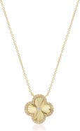 The Lovery Fine Jewelry Fluted Gold Diamond Accent Single Clover Necklace