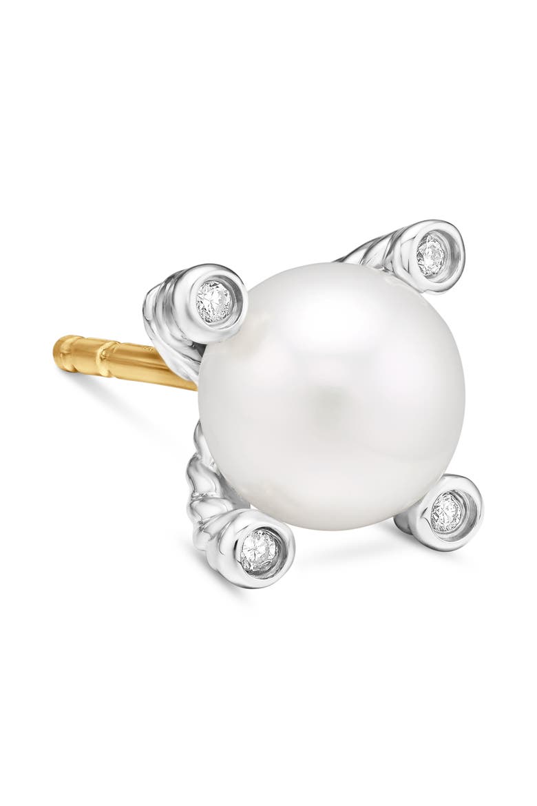 Small Freshwater Pearl & Diamond Stud Earrings, Alternate, color, PEARL