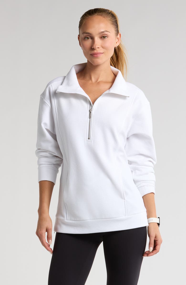 Zella Half Zip Fleece Ottoman Pullover, Main, color, White