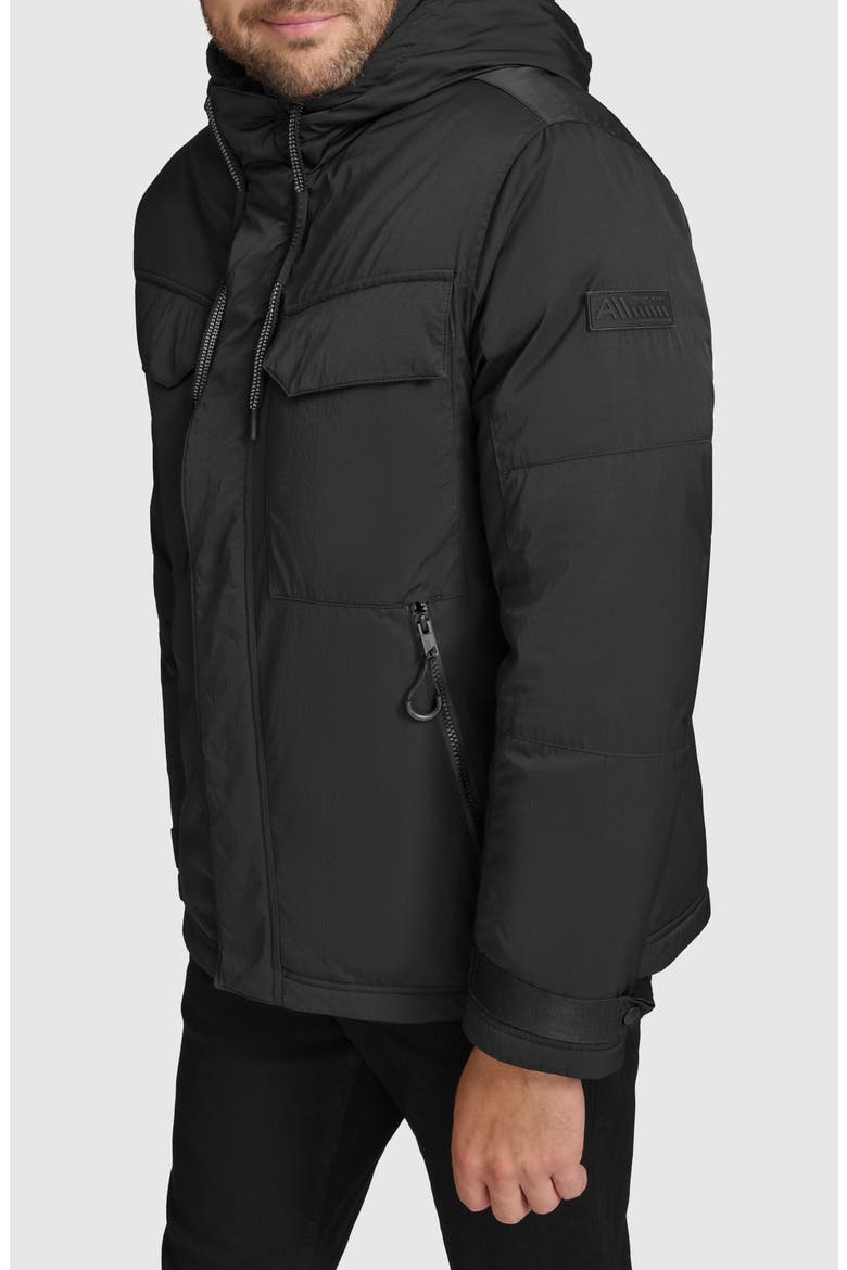 Hooded Utility Down & Feather Fill Jacket, Alternate, color, BLACK