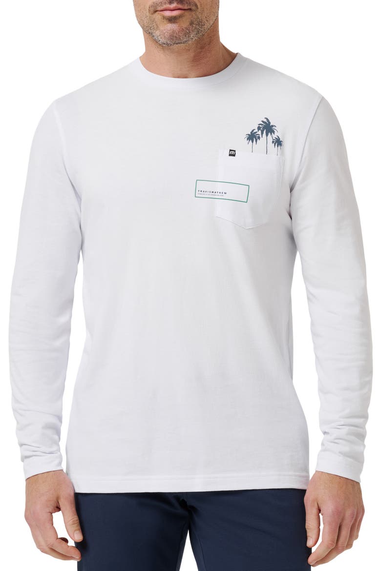 Reef Stop Long Sleeve Cotton Pocket T-Shirt, Main, color, WHITE