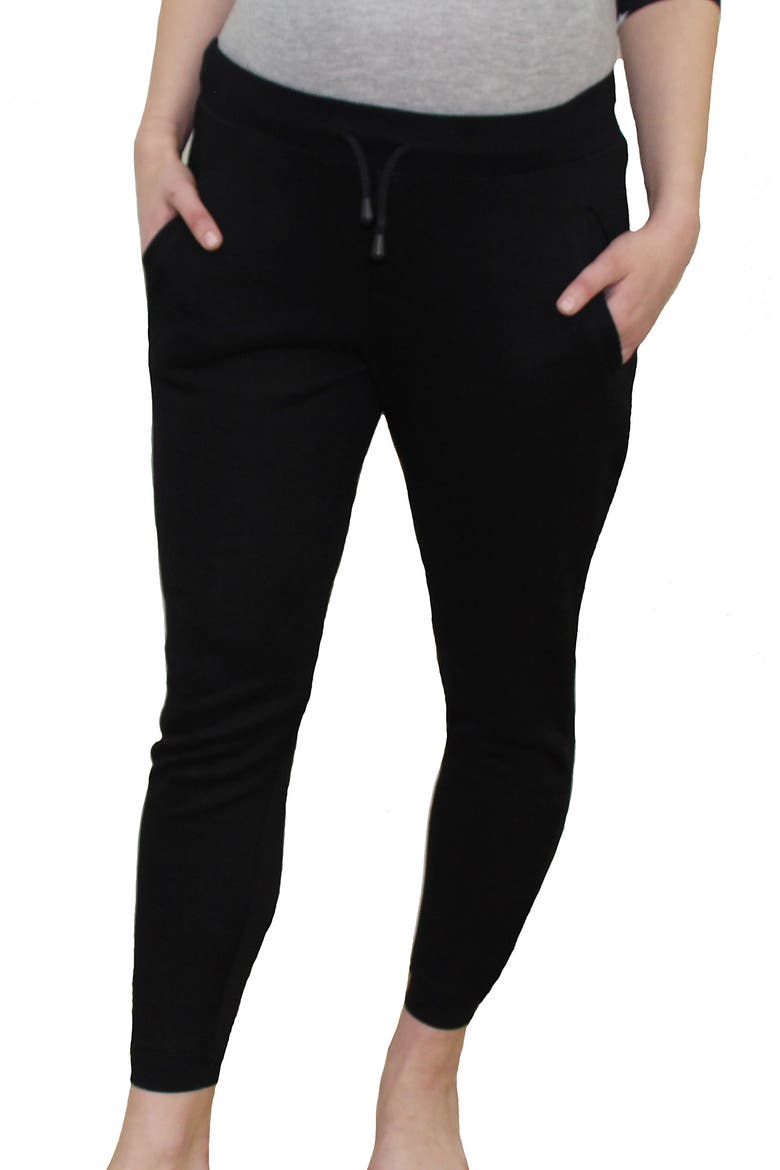 French Terry Maternity Joggers, Main, color, BLACK