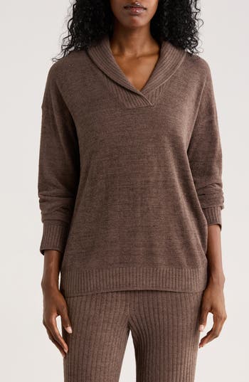 Barefoot Dreams ® Cozychic® Ultra Lite® Ribbed Pullover In Brown