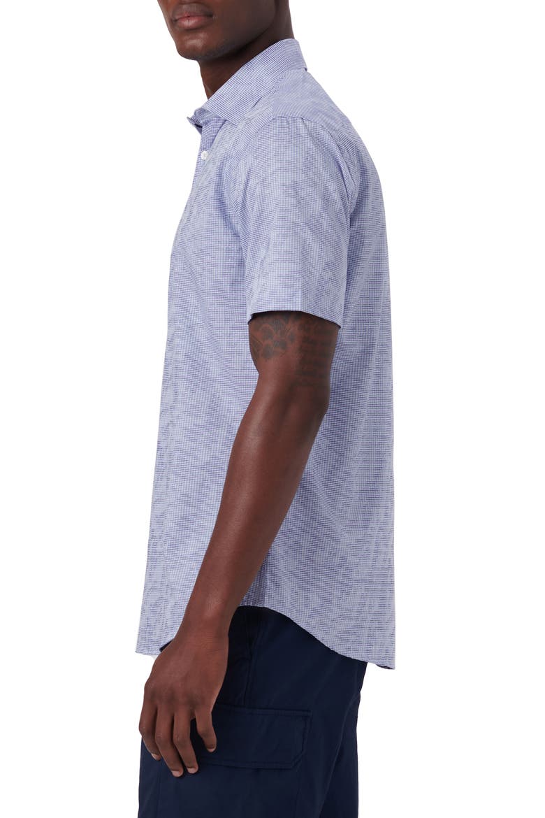 Floral Pincheck Short Sleeve Stretch Cotton Shirt, Alternate, color, AIR BLUE