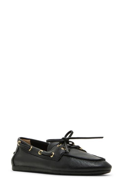 Steve Madden Sag Boat Shoe In Black Leather