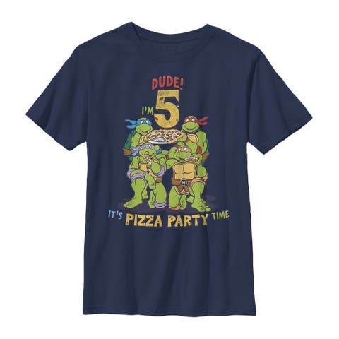 Boy's Teenage Mutant Ninja Turtles 5th Birthday Pizza Party  Graphic T-Shirt